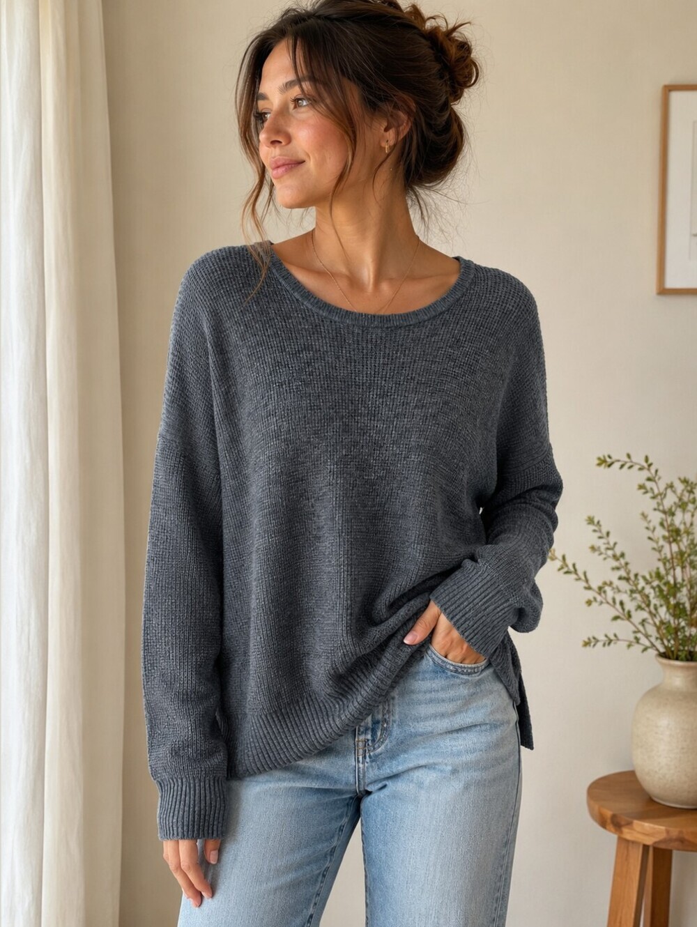 Golden by TNA Waffle Knit Wool Alpaca Blend Sweater